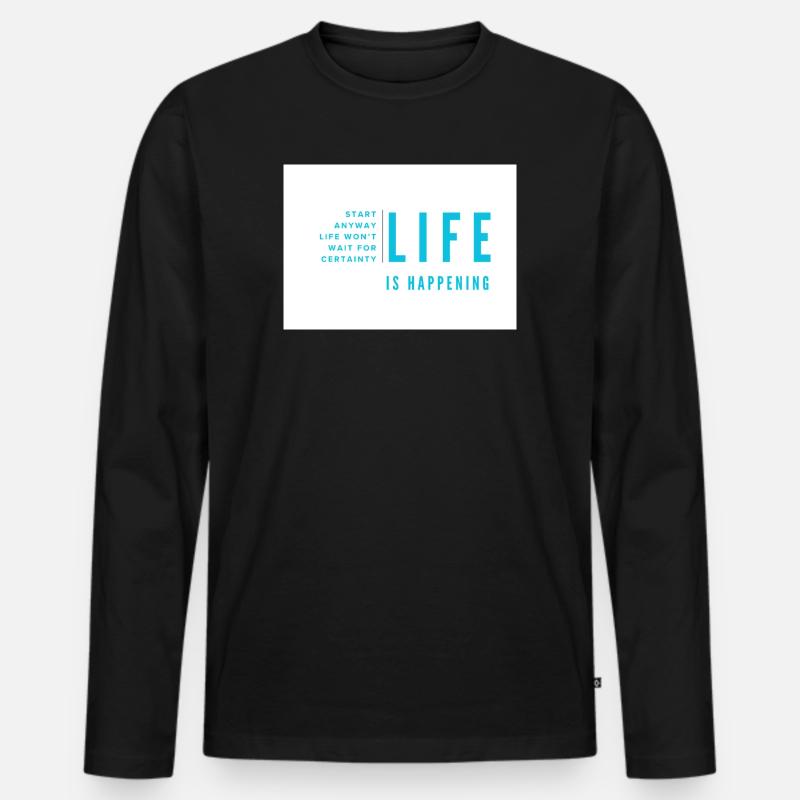 Das Leben passiert einfach - Männer Premium Bio Langarmshirt - Schwarz