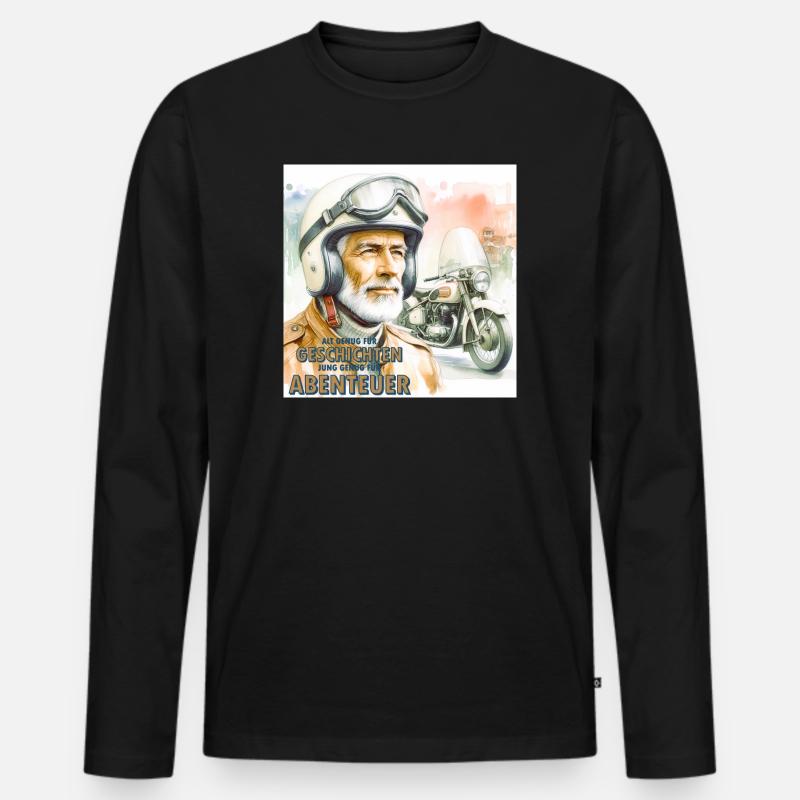 Geschichten und Abenteuer - Männer Premium Bio Langarmshirt - Schwarz
