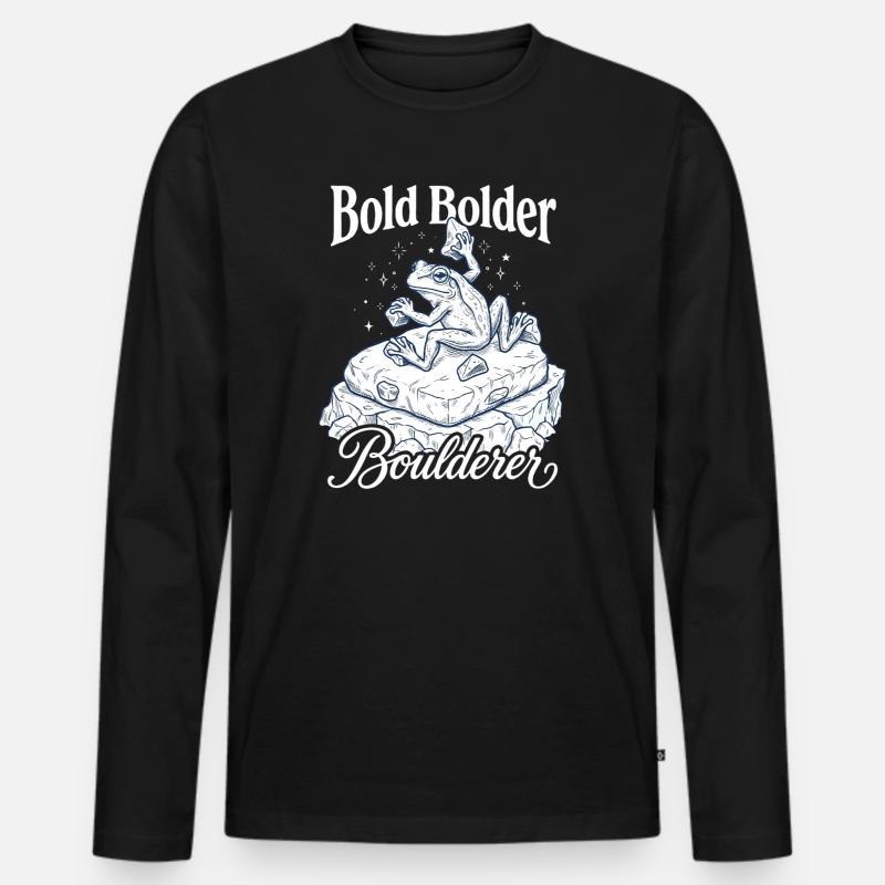 Bouldern Bold Bolder Boulderer - Männer Premium Bio Langarmshirt - Schwarz