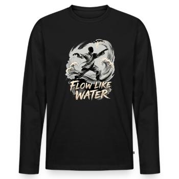 Flow Like Water Tai Chi - Men's Premium Organic Long Sleeve Shirt - black - Front - Nico (187cm)