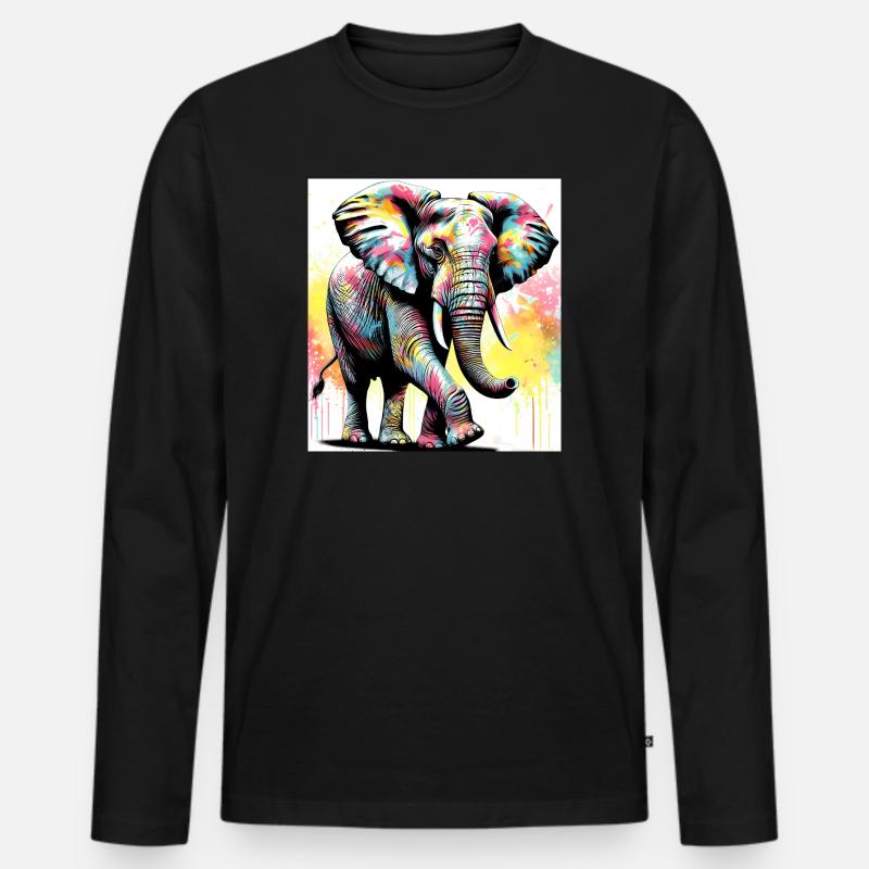 Elefant - Männer Premium Bio Langarmshirt - Schwarz