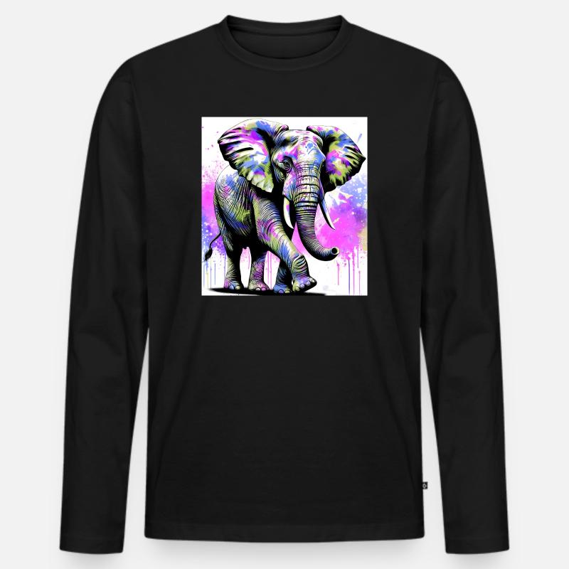 Elefant - Männer Premium Bio Langarmshirt - Schwarz