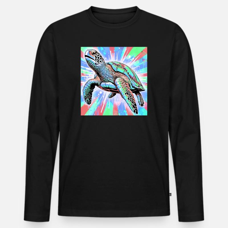 Schildkröte - Männer Premium Bio Langarmshirt - Schwarz