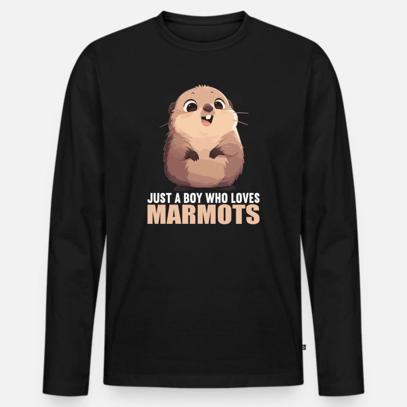 Murmeltiere Murmeltier - Männer Premium Bio Langarmshirt - Schwarz