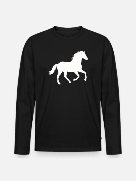 Silhouette d’un cheval sauvage - T-shirt manches longues Premium bio Homme - noir