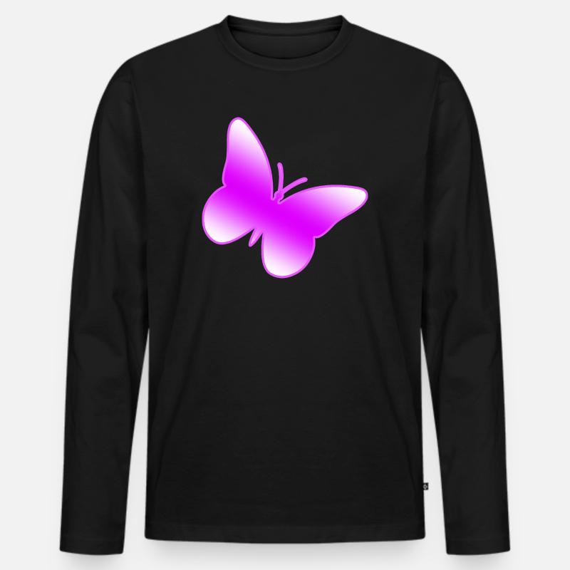 Schmetterling - Männer Premium Bio Langarmshirt - Schwarz