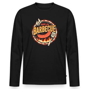 Roi du Barbecue - T-shirt manches longues Premium bio Homme - noir - Devant - Nico (187cm)