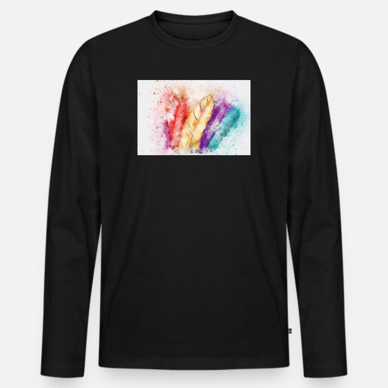 Bunte Federenkunst - Männer Premium Bio Langarmshirt - Schwarz