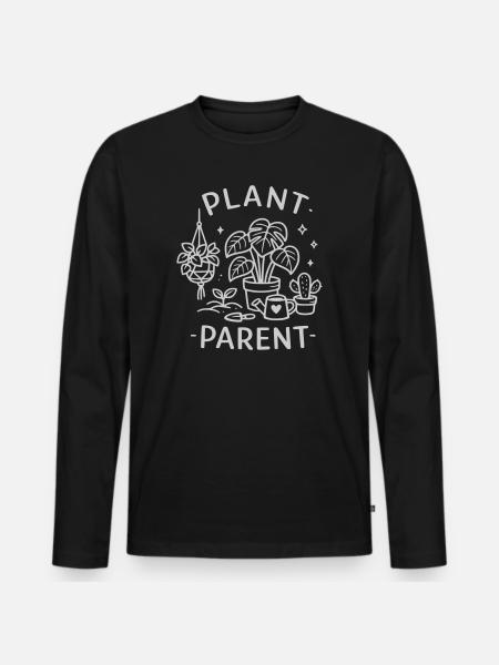 Pflanzenliebe Linienkunst - Männer Premium Bio Langarmshirt - Schwarz