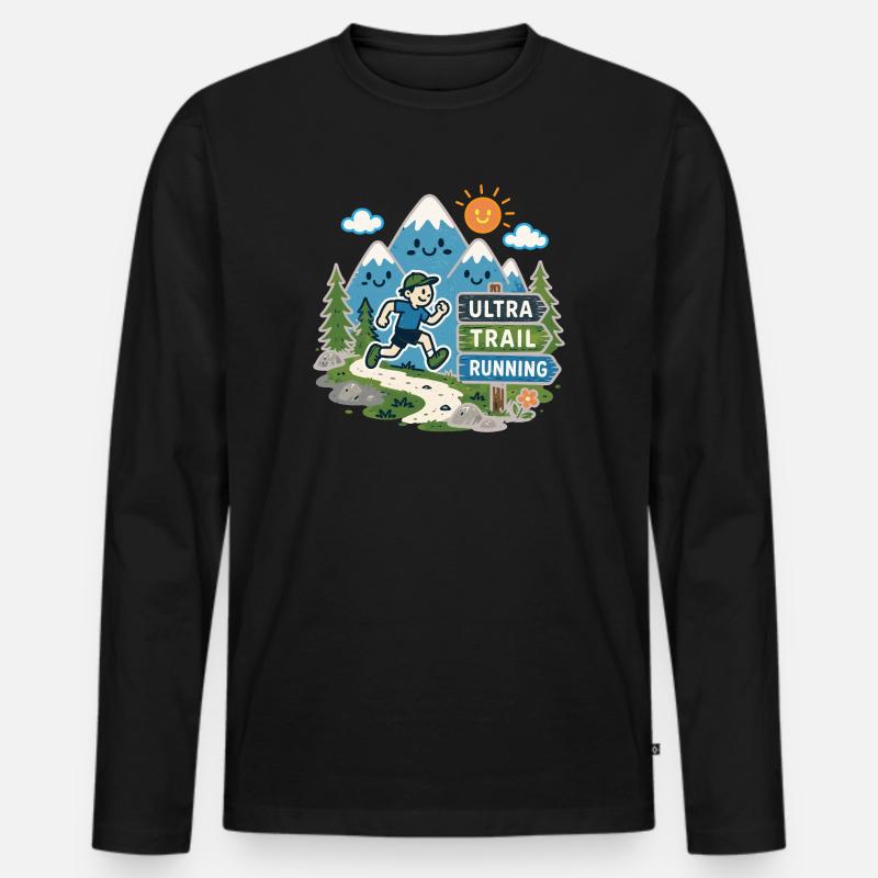 Ultra-Trailrunning - Männer Premium Bio Langarmshirt - Schwarz