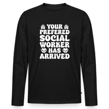 Social Worker Quote Worker Has Arrived Social Work - Männer Premium Bio Langarmshirt - Schwarz - Vorne - Nico (187cm)