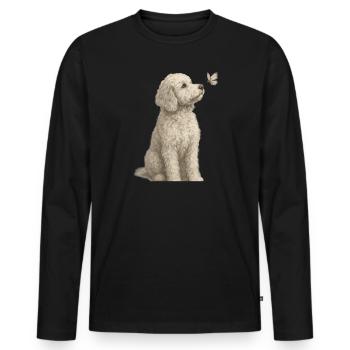 Motif de caniche avec chiens papillons - T-shirt manches longues Premium bio Homme - noir - Devant - Nico (187cm)