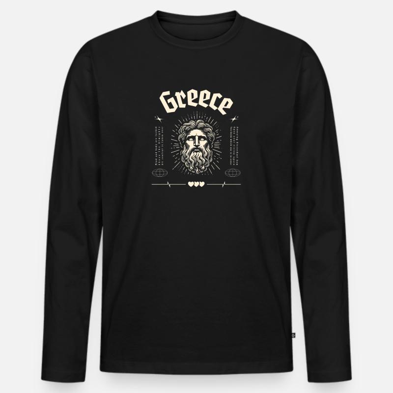 Greece Antiker Gott Portrait - Männer Premium Bio Langarmshirt - Schwarz