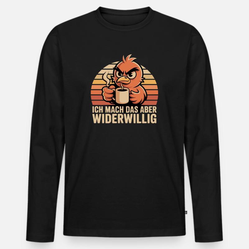 Küken Kaffee Widerwillig - Männer Premium Bio Langarmshirt - Schwarz