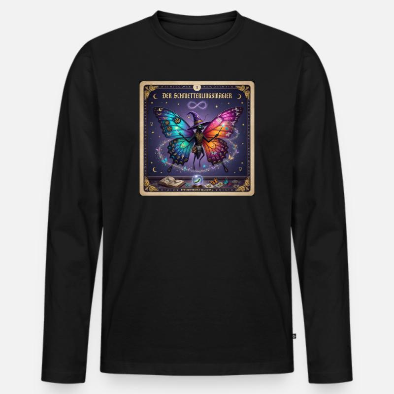 Der Schmetterlingsmagier - Männer Premium Bio Langarmshirt - Schwarz