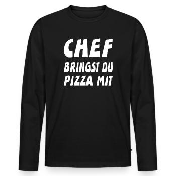 Chef - Männer Premium Bio Langarmshirt - Schwarz - Vorne - Nico (187cm)