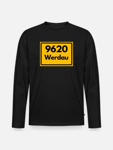ALTE POSTLEITZAHL 9620 WERDAU SACHSEN - Männer Premium Bio Langarmshirt - Schwarz