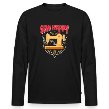 Idée de cadeau Sew Happy pour les passionnés de couture - T-shirt manches longues Premium bio Homme - noir - Devant - Nico (187cm)