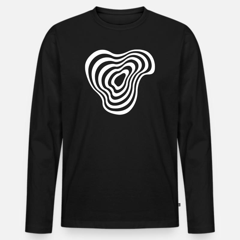 Ondulation des lignes concentriques - T-shirt manches longues Premium bio Homme - noir
