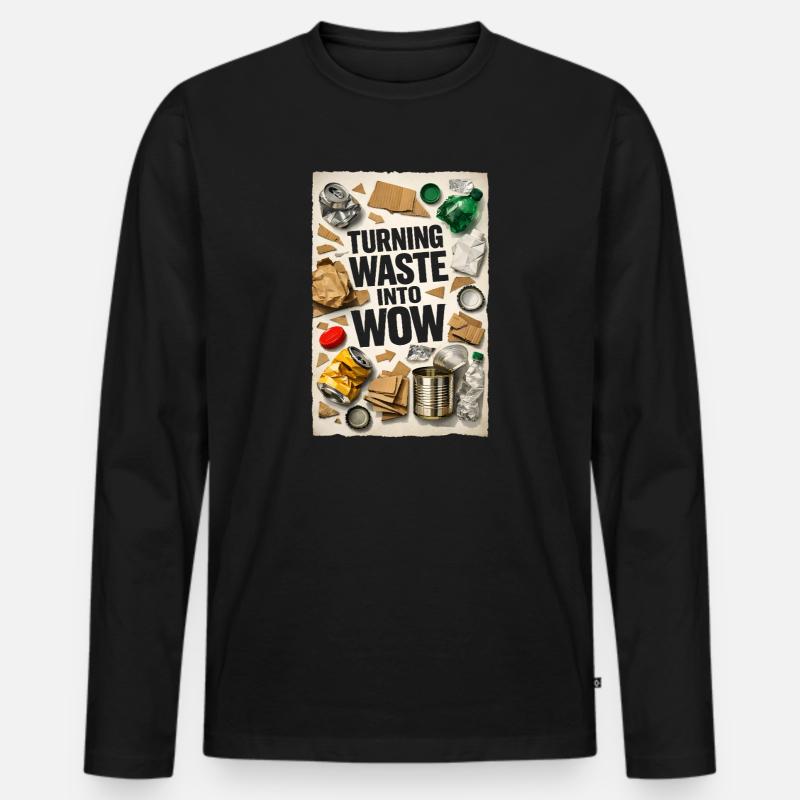 Abfall wird Wow | Upcycling Recycling - Männer Premium Bio Langarmshirt - Schwarz