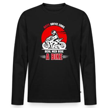 De vrais hommes font du vélo - T-shirt manches longues Premium bio Homme - noir - Devant - Nico (187cm)