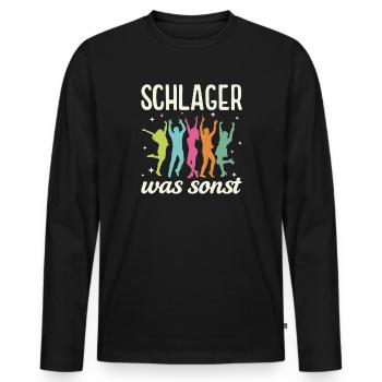 Schlager Party Schlagermusik Tanzparty Musik - Männer Premium Bio Langarmshirt - Schwarz - Vorne - Nico (187cm)
