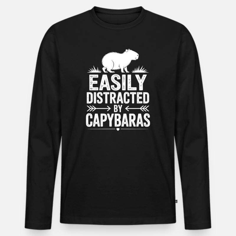 Capybara Sprüche Capybara Lustig Capybara Geschenk - Männer Premium Bio Langarmshirt - Schwarz