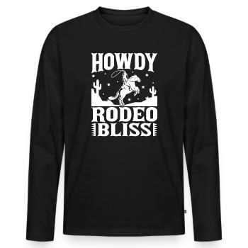 Rodeo Horse Riding Howdy Rodeo Bliss Cowboy - Men's Premium Organic Long Sleeve Shirt - black - Front - Nico (187cm)