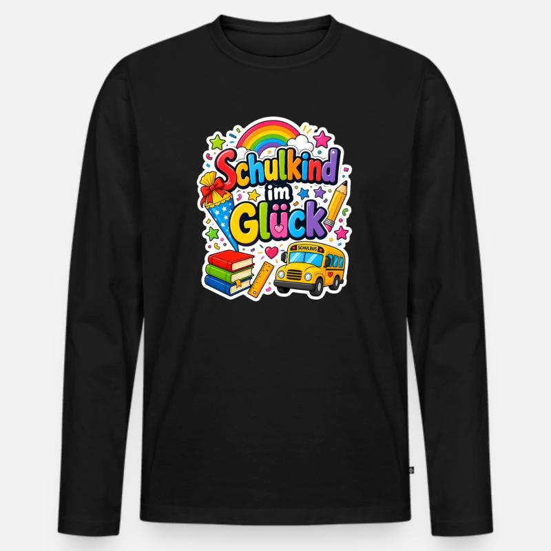 Schulkind 2026 Einschulung 2026 Schulanfang - Männer Premium Bio Langarmshirt - Schwarz