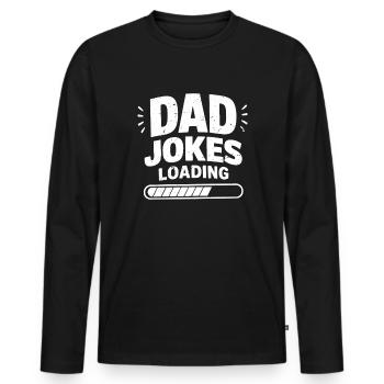 Blagues de papa en charge - T-shirt manches longues Premium bio Homme - noir - Devant - Nico (187cm)