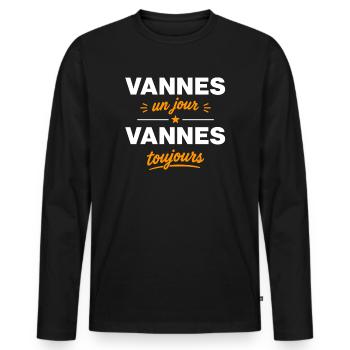 Vannes Jour Toujours - T-shirt manches longues Premium bio Homme - noir - Devant - Nico (187cm)