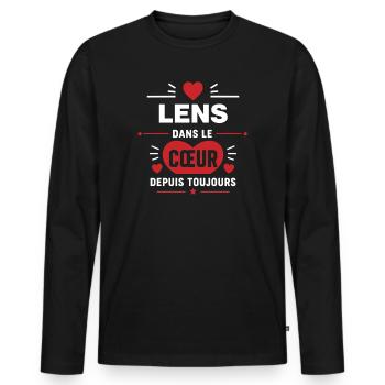 Cœur Lens Depuis Toujours - T-shirt manches longues Premium bio Homme - noir - Devant - Nico (187cm)