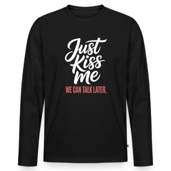 Parlez-moi plus tard Küss Mich JGA Soirée en solo - T-shirt manches longues Premium bio Homme - noir - Devant - Nico (187cm)