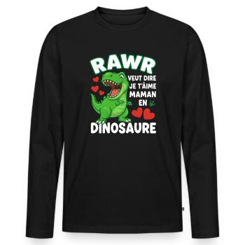 Rawr Je t'aime Maman Dinosaure Mignon - T-shirt manches longues Premium bio Homme - noir - Devant - Nico (187cm)