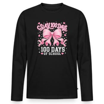Pink Schleife Coquette 100 Tage Schule Y2K Trend - Männer Premium Bio Langarmshirt - Schwarz - Vorne - Nico (187cm)