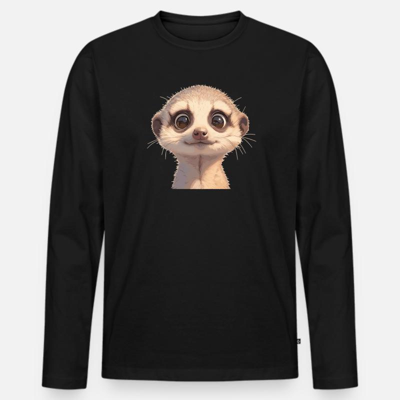 Meerkat Erdmännchen - Männer Premium Bio Langarmshirt - Schwarz