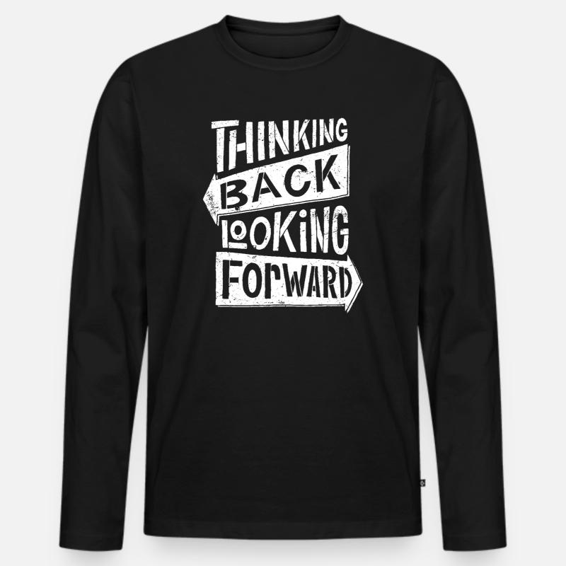 thinking back looking forward - Männer Premium Bio Langarmshirt - Schwarz