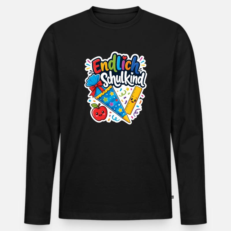 Schulkind 2026 Einschulung 2026 Schulanfang - Männer Premium Bio Langarmshirt - Schwarz