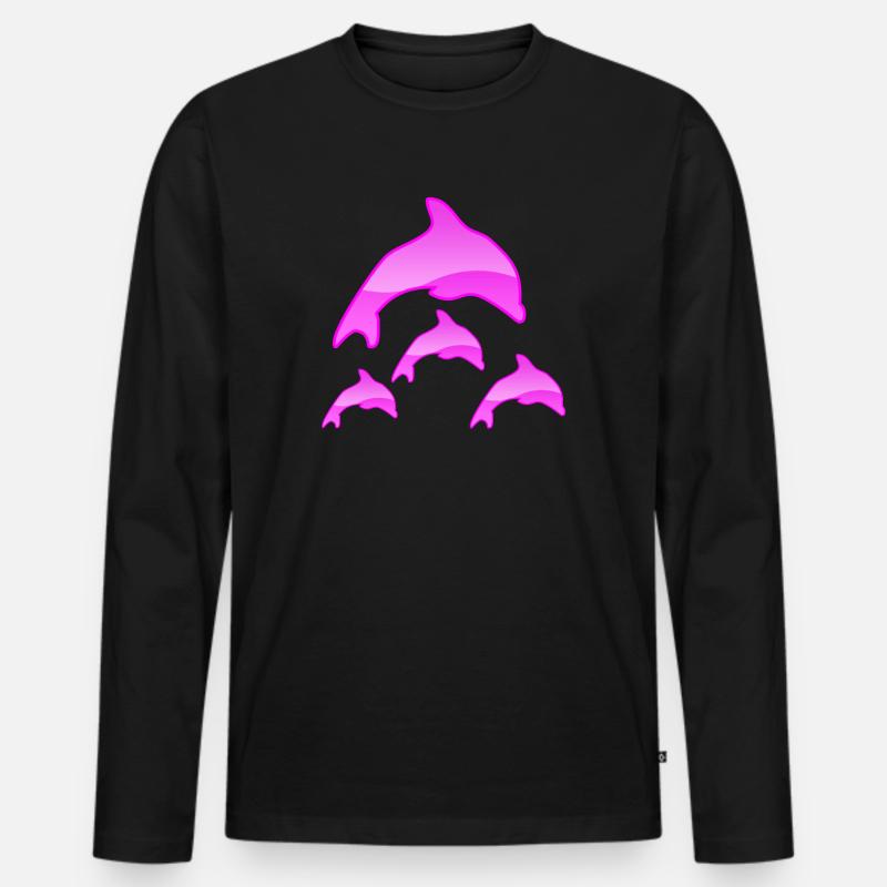 Delfine - Männer Premium Bio Langarmshirt - Schwarz