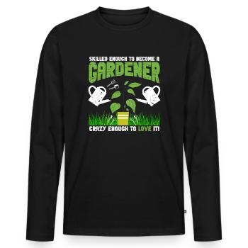 Skilled Crazy Gardener - Men's Premium Organic Long Sleeve Shirt - black - Front - Nico (187cm)