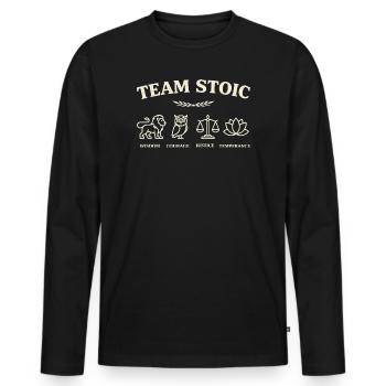 Équipe Stoïciens Vertus - T-shirt manches longues Premium bio Homme - noir - Devant - Nico (187cm)