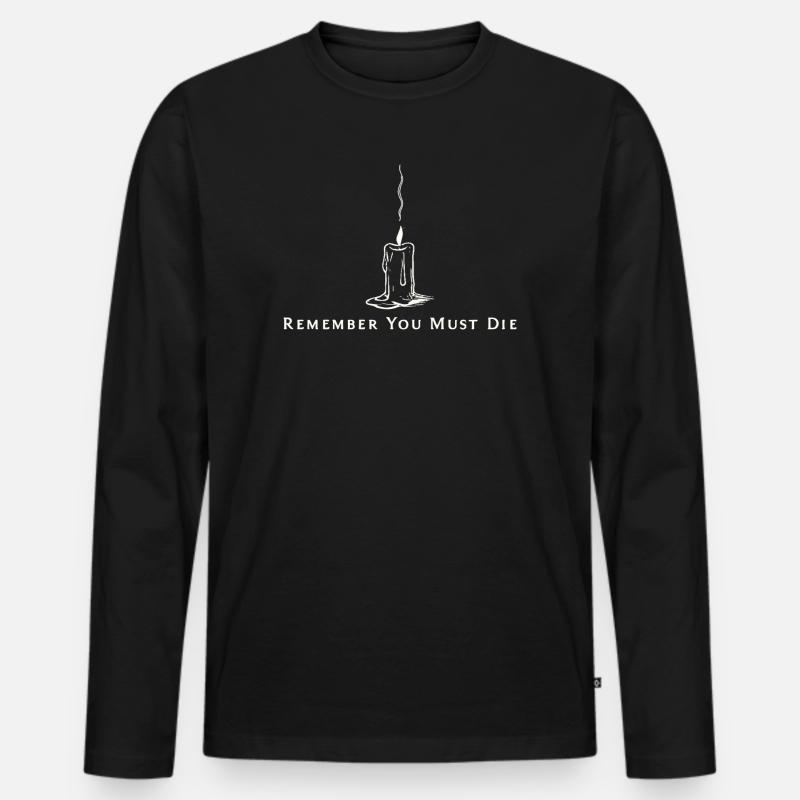 Denk daran, du musst sterben - Männer Premium Bio Langarmshirt - Schwarz