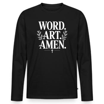 T-shirt graphique Amen Word Art - T-shirt manches longues Premium bio Homme - noir - Devant - Nico (187cm)