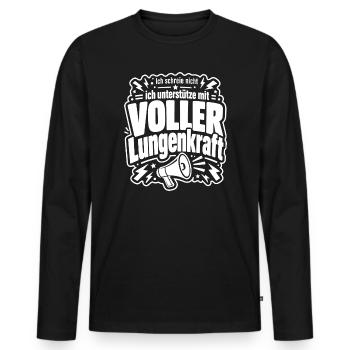 Ich unterstütze mit voller Lungenkraft - Männer Premium Bio Langarmshirt - Schwarz - Vorne - Nico (187cm)