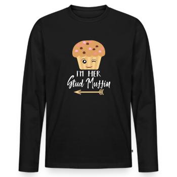 Winking Stud Muffin - Männer Premium Bio Langarmshirt - Schwarz - Vorne - Nico (187cm)