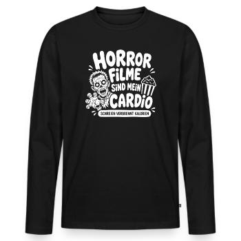 Horror Filme sind mein Cardio Zombie - Männer Premium Bio Langarmshirt - Schwarz - Vorne - Nico (187cm)