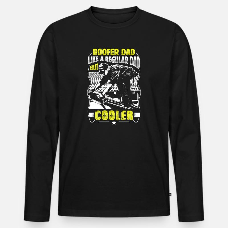 Dachdecker Papa Cooler Handwerker Geschenk - Männer Premium Bio Langarmshirt - Schwarz