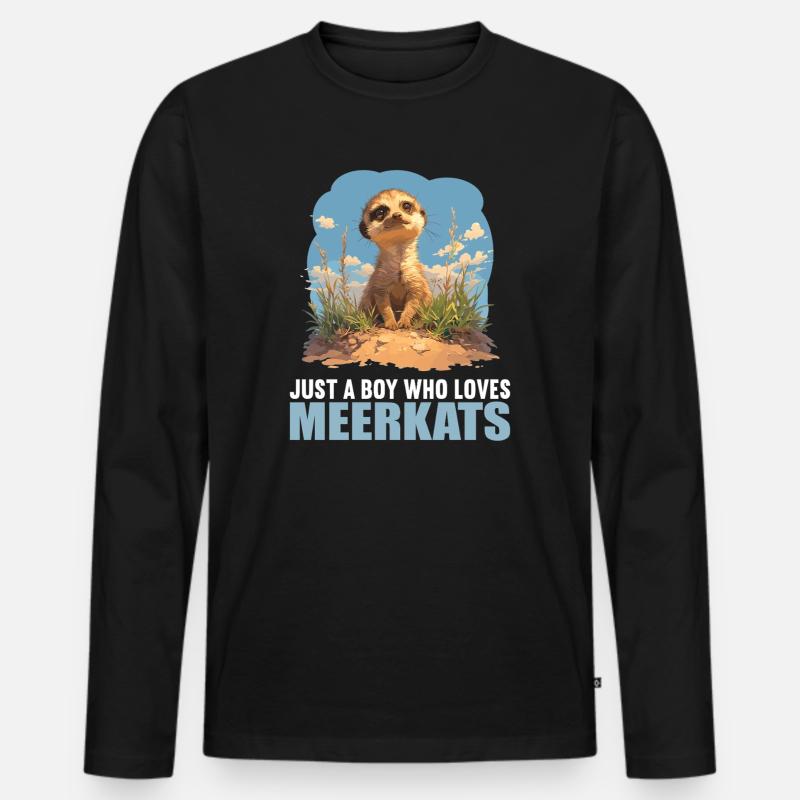 Meerkat Erdmännchen - Männer Premium Bio Langarmshirt - Schwarz