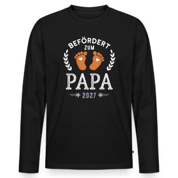 Befördert zum Papa 2027 Werdender Vater - Männer Premium Bio Langarmshirt - Schwarz - Vorne - Nico (187cm)