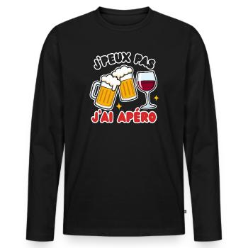 J'peux pas jai apéro - T-shirt manches longues Premium bio Homme - noir - Devant - Nico (187cm)